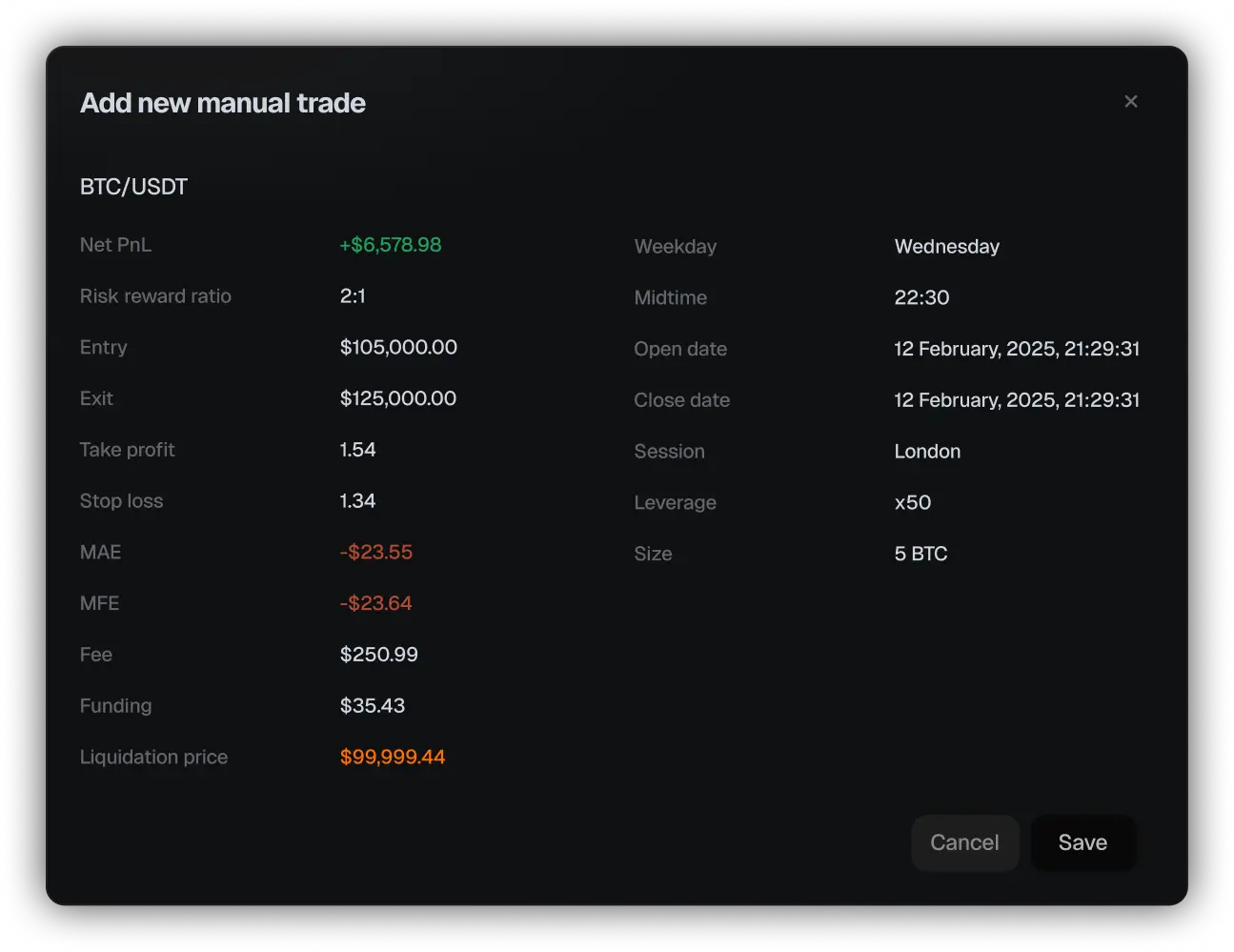 Add manual trade