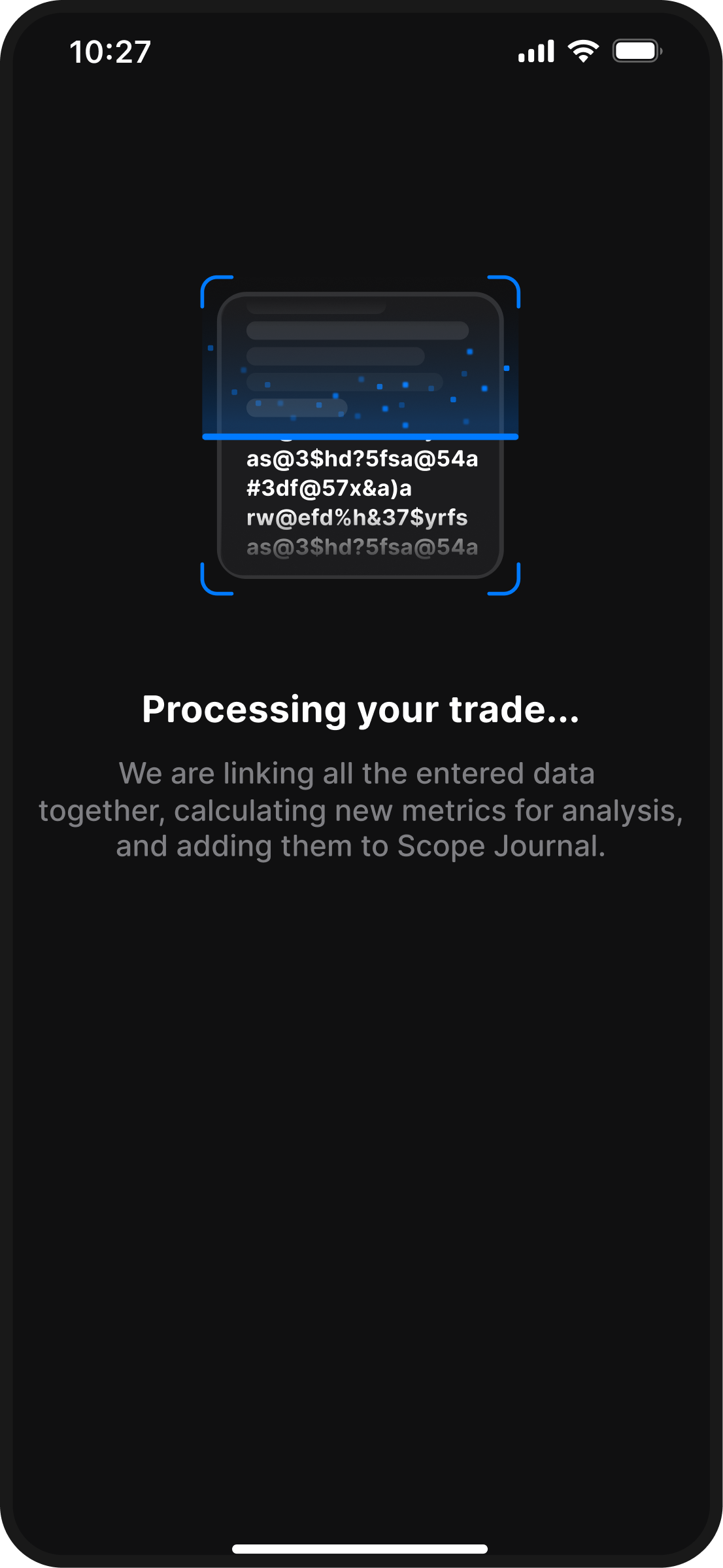 Scope processing a trade and calculating its metrics